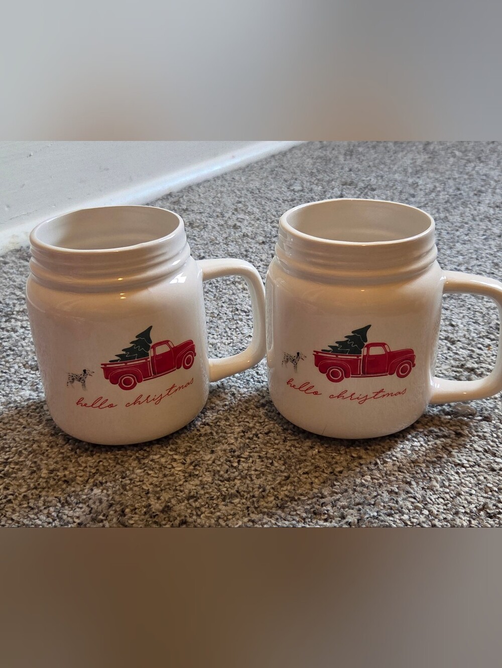 Mason Jar Mugs Christmas Red Truck Set Of 2 Holiday Festive
